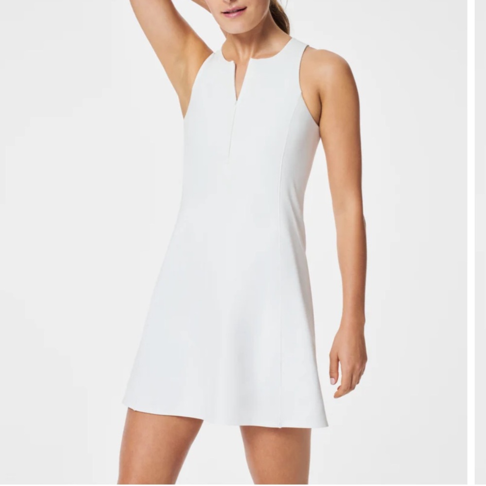 Spanx Women’s Get Moving zip Front Dress, medium, white